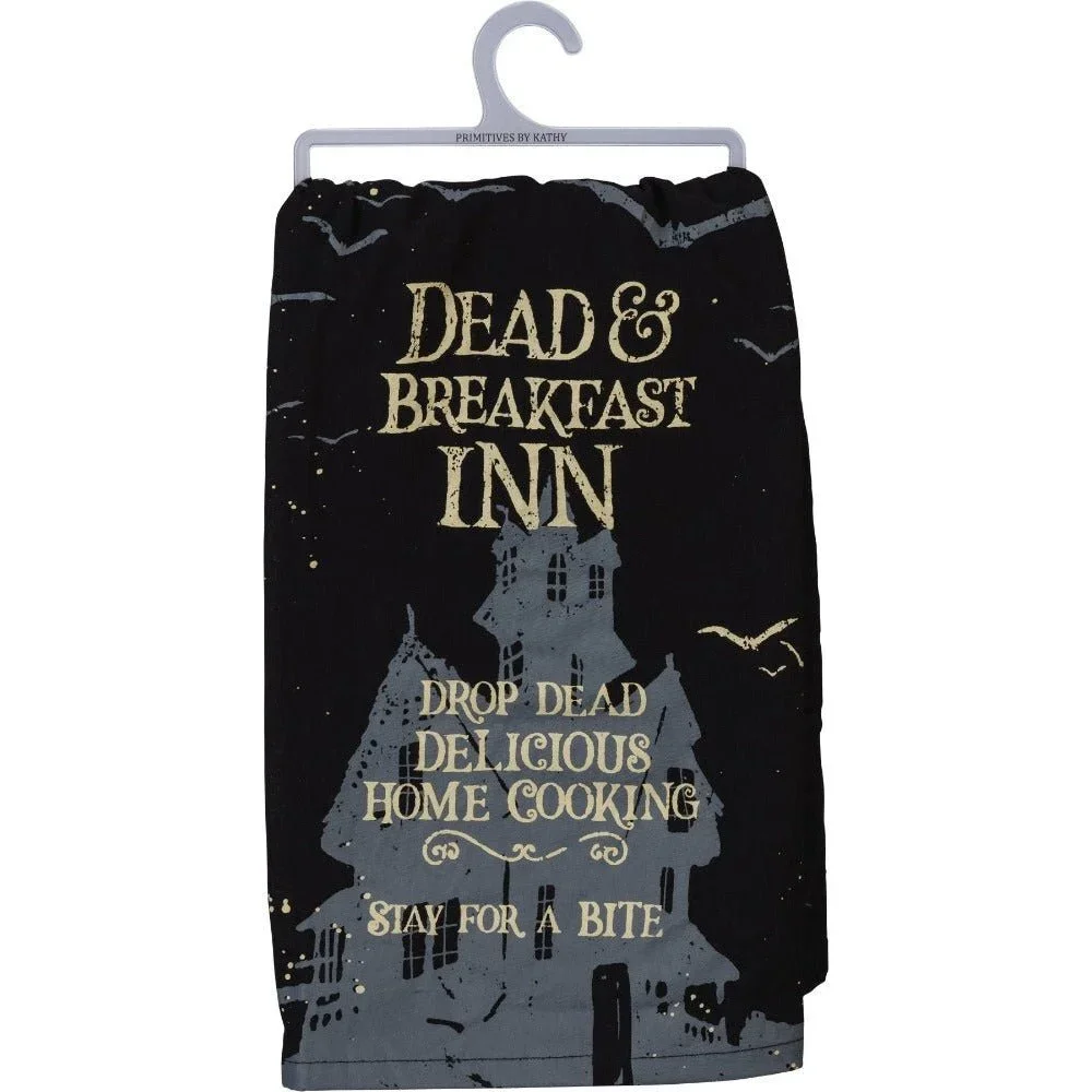 Dead And Breakfast Inn Halloween Dish Cloth Towel | Novelty Silly Tea Towels |